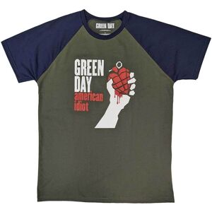 Green Day: Unisex Raglan T-Shirt/American Idiot (Khaki Green & Navy Blue) (X-Large) Green Day: Unisex Raglan T-Shirt/American Idiot (Khaki Green & Navy Blue) (X-Large)