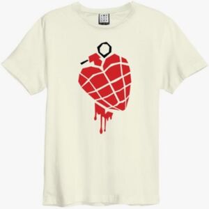 Greenday: - American Idiot Heart Grenade Amplified Vintage White Small t Shirt Greenday: - American Idiot Heart Grenade Amplified Vintage White Small t Shirt