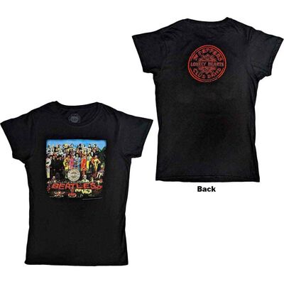 The Beatles: Ladies T-Shirt/Vintage Sgt Pepper (Black) (Back Print) (Large) The Beatles: Ladies T-Shirt/Vintage Sgt Pepper (Black) (Back Print) (Large)
