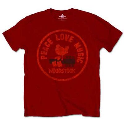 Woodstock: Unisex T-Shirt/Love Peace Music (Maroon Red) (Small) Woodstock: Unisex T-Shirt/Love Peace Music (Maroon Red) (Small)
