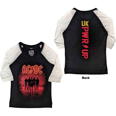 AC/DC: Ladies Raglan T-Shirt/PWR-UP UK (Black & White) (Back Print) (X-Large) AC/DC: Ladies Raglan T-Shirt/PWR-UP UK (Black & White) (Back Print) (X-Large)