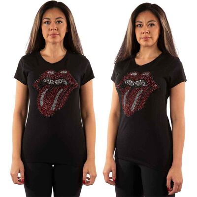 The Rolling Stones: Ladies T-Shirt/Classic Tongue (Black) (Embellished) (XX-Large) The Rolling Stones: Ladies T-Shirt/Classic Tongue (Black) (Embellished) (XX-Large)