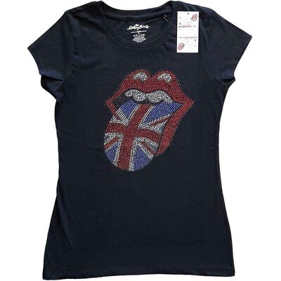 The Rolling Stones: Ladies T-Shirt/Classic UK (Black) (Embellished) (X-Large) The Rolling Stones: Ladies T-Shirt/Classic UK (Black) (Embellished) (X-Large)