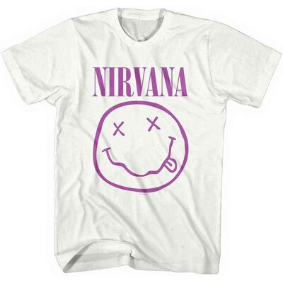 Nirvana: Unisex T-Shirt/Purple Happy Face (White) (Large) Nirvana: Unisex T-Shirt/Purple Happy Face (White) (Large)