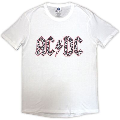 AC/DC: Ladies T-Shirt/Mono Leopard Print Logo (White) (18) AC/DC: Ladies T-Shirt/Mono Leopard Print Logo (White) (18)