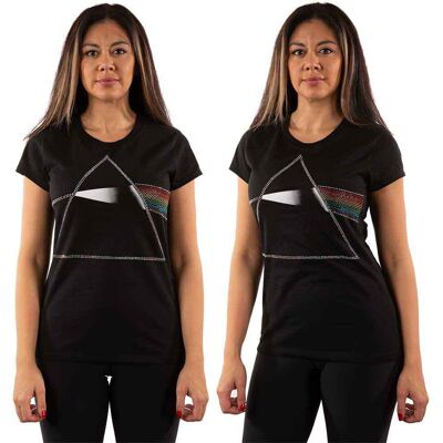 Pink Floyd: Ladies T-Shirt/Dark Side of the Moon (Black) (Embellished) (Small) Pink Floyd: Ladies T-Shirt/Dark Side of the Moon (Black) (Embellished) (Small)