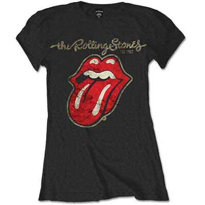 The Rolling Stones: Ladies T-Shirt/Plastered Tongue (Black) (X-Small) The Rolling Stones: Ladies T-Shirt/Plastered Tongue (Black) (X-Small)