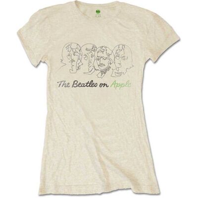 The Beatles: Ladies T-Shirt/Outline Faces On Apple (Sand) (Small) The Beatles: Ladies T-Shirt/Outline Faces On Apple (Sand) (Small)