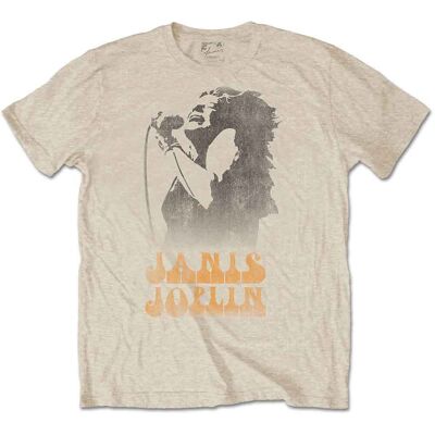 Janis Joplin: Unisex T-Shirt/Working The Mic (Sand) (Small) Janis Joplin: Unisex T-Shirt/Working The Mic (Sand) (Small)