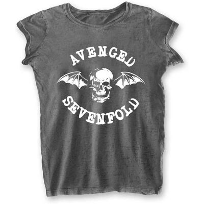 Avenged Sevenfold: Ladies Burnout T-Shirt/Deathbat (Charcoal Grey) (XX-Large) Avenged Sevenfold: Ladies Burnout T-Shirt/Deathbat (Charcoal Grey) (XX-Large)