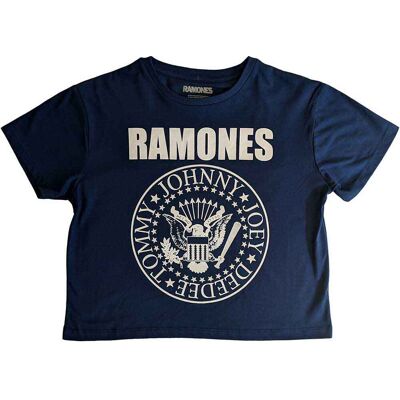 Ramones: Ladies Crop Top/Presidential Seal (Denim Blue) (Small) Ramones: Ladies Crop Top/Presidential Seal (Denim Blue) (Small)