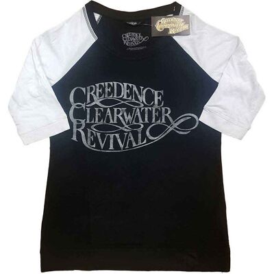 Creedence Clearwater Revival: Ladies Raglan T-Shirt/Vintage Logo (Black & White) (X-Small) Creedence Clearwater Revival: Ladies Raglan T-Shirt/Vintage Logo (Black & White) (X-Small)