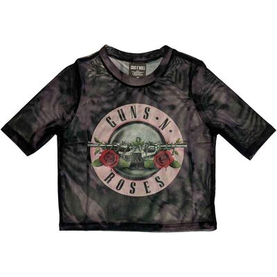 Guns N' Roses Pink Tint Bullet Logo Mesh Crop Top - Crop Top Guns N' Roses Pink Tint Bullet Logo Mesh Crop Top - Crop Top
