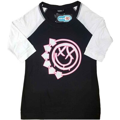 Blink-182: Ladies Raglan T-Shirt/Six Arrow Smile (Black & White) (XXXX-Large) Blink-182: Ladies Raglan T-Shirt/Six Arrow Smile (Black & White) (XXXX-Large)