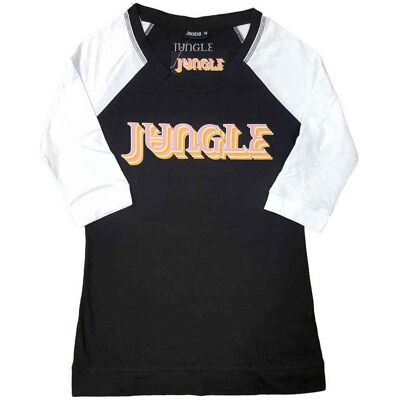 Jungle: Ladies Raglan T-Shirt/Colour Logo (Black & White) (X-Small) Jungle: Ladies Raglan T-Shirt/Colour Logo (Black & White) (X-Small)