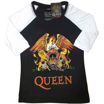 Queen: Ladies Raglan T-Shirt/Classic Crest (Black & White) (XXXX-Large) Queen: Ladies Raglan T-Shirt/Classic Crest (Black & White) (XXXX-Large)