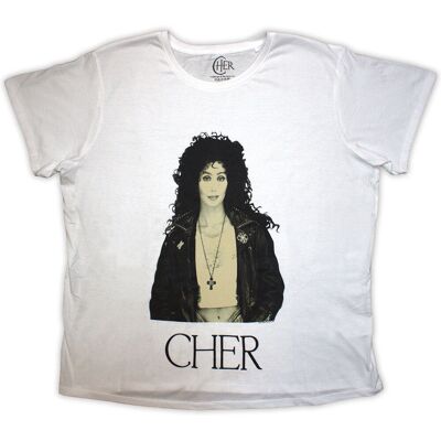 Cher: Ladies T-Shirt/Leather Jacket (White) (XXX-Large) Cher: Ladies T-Shirt/Leather Jacket (White) (XXX-Large)