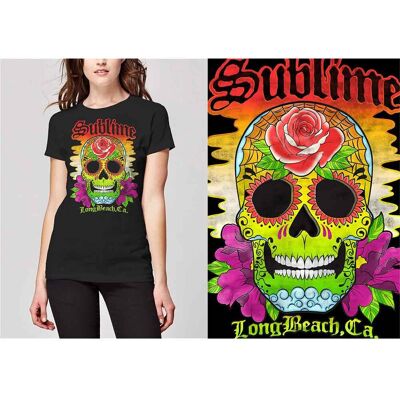 Sublime: Ladies T-Shirt/Colour Skull (Black) (XX-Large) Sublime: Ladies T-Shirt/Colour Skull (Black) (XX-Large)