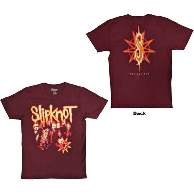 Slipknot: Unisex T-Shirt/The End, So Far Group Photo Tribal S Nonogram (Maroon Red) (Back Print) (Medium) Slipknot: Unisex T-Shirt/The End, So Far Group Photo Tribal S Nonogram (Maroon Red) (Back Print) (Medium)