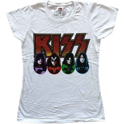 KISS: Ladies T-Shirt/Logo, Faces & Icons (White) (Large) KISS: Ladies T-Shirt/Logo, Faces & Icons (White) (Large)