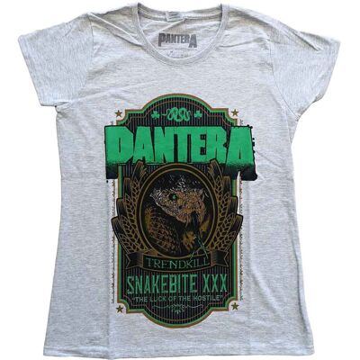 Pantera: Ladies T-Shirt/Snakebite XXX Label (Heather Grey) (Small) Pantera: Ladies T-Shirt/Snakebite XXX Label (Heather Grey) (Small)