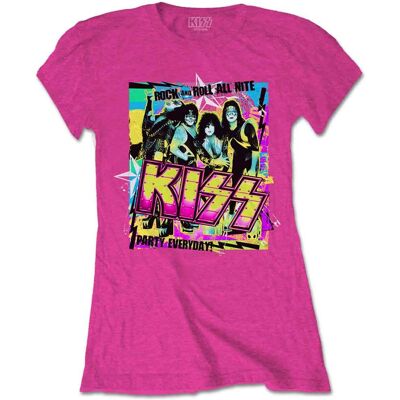 KISS: Ladies T-Shirt/Party Every Day (Heliconia Pink) (Small) KISS: Ladies T-Shirt/Party Every Day (Heliconia Pink) (Small)