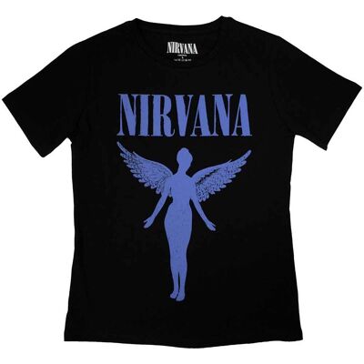 Nirvana: Ladies T-Shirt/Angelic Blue Mono (Black) (Large) Nirvana: Ladies T-Shirt/Angelic Blue Mono (Black) (Large)