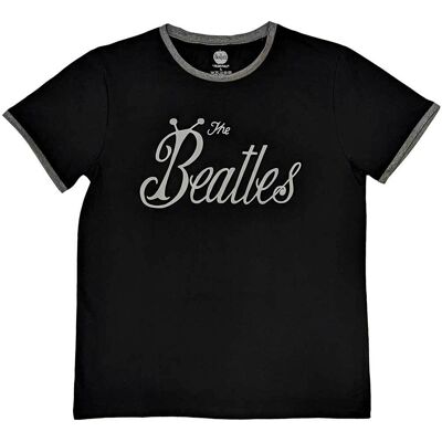 The Beatles: Unisex Ringer T-Shirt/Bug Logo (Black) (Small) The Beatles: Unisex Ringer T-Shirt/Bug Logo (Black) (Small)