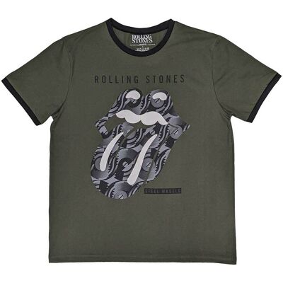 The Rolling Stones: Unisex Ringer T-Shirt/Black & White Tongue (Khaki Green) (XX-Large) The Rolling Stones: Unisex Ringer T-Shirt/Black & White Tongue (Khaki Green) (XX-Large)