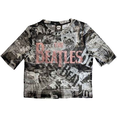 The Beatles: Ladies Crop Top/All-Over-Print & Drop T Logo (White) (Mesh) (Large) The Beatles: Ladies Crop Top/All-Over-Print & Drop T Logo (White) (Mesh) (Large)