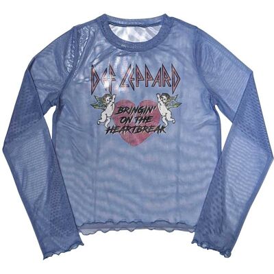 Def Leppard: Ladies Long Sleeve Crop Top/Bringin On The Heartbreak (Blue) (Mesh) (Small) Def Leppard: Ladies Long Sleeve Crop Top/Bringin On The Heartbreak (Blue) (Mesh) (Small)