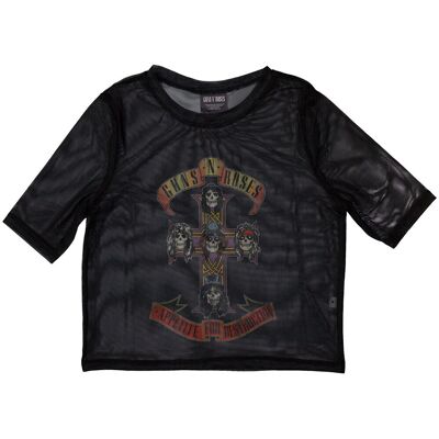 Guns N Roses: Guns N' Roses Ladies Crop Top/Appetite For Destruction (Black) (Mesh) (X-Large) Guns N Roses: Guns N' Roses Ladies Crop Top/Appetite For Destruction (Black) (Mesh) (X-Large)