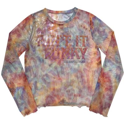 James Brown: Ladies Long Sleeve Crop Top/Funky (Light Blue) (Mesh) (Medium) James Brown: Ladies Long Sleeve Crop Top/Funky (Light Blue) (Mesh) (Medium)