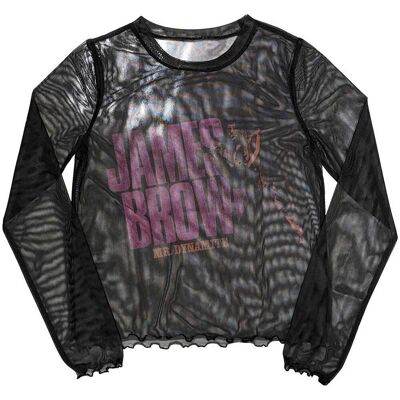 James Brown: Ladies Long Sleeve Crop Top/Mr Dynamite (Black) (Mesh) (X-Small) James Brown: Ladies Long Sleeve Crop Top/Mr Dynamite (Black) (Mesh) (X-Small)