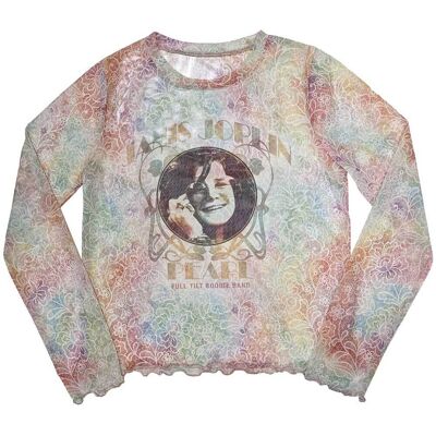 Janis Joplin: Ladies Long Sleeve Crop Top/Pearl (White) (Mesh) (Medium) Janis Joplin: Ladies Long Sleeve Crop Top/Pearl (White) (Mesh) (Medium)