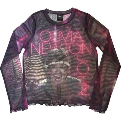 Olivia Newton-John: Ladies Long Sleeve Crop Top/Physical (Purple) (Mesh) (Medium) Olivia Newton-John: Ladies Long Sleeve Crop Top/Physical (Purple) (Mesh) (Medium)