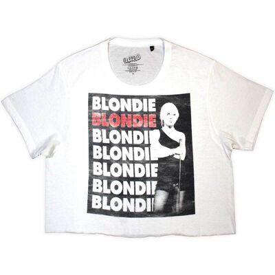 Blondie: Ladies Crop Top/Stacked Logo (White) (Small) Blondie: Ladies Crop Top/Stacked Logo (White) (Small)