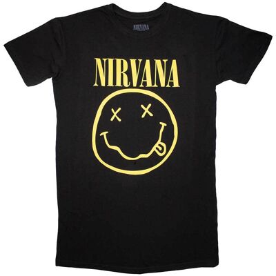 Nirvana: Ladies T-Shirt Dress/Yellow Happy Face (Black) (Large) Nirvana: Ladies T-Shirt Dress/Yellow Happy Face (Black) (Large)