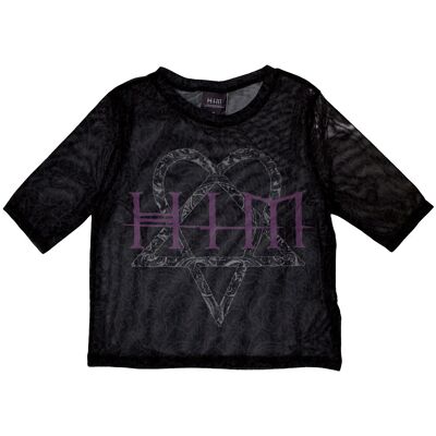 HIM: Ladies Crop Top/Heartagram & Logo (Black) (Mesh) (Small) HIM: Ladies Crop Top/Heartagram & Logo (Black) (Mesh) (Small)