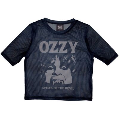 Ozzy Osbourne: Ladies Crop Top/Speak Of The Devil (Navy Blue) (Mesh) (XX-Large) Ozzy Osbourne: Ladies Crop Top/Speak Of The Devil (Navy Blue) (Mesh) (XX-Large)