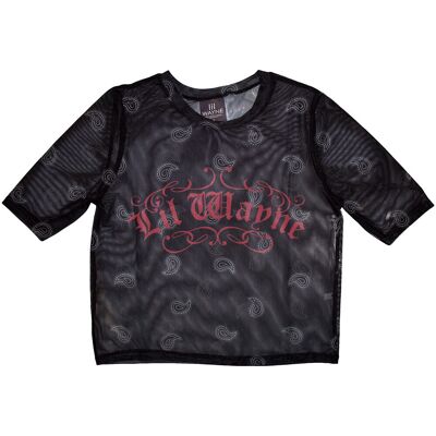 Lil Wayne: Ladies Crop Top/Script Logo (Black) (Mesh) (Small) Lil Wayne: Ladies Crop Top/Script Logo (Black) (Mesh) (Small)