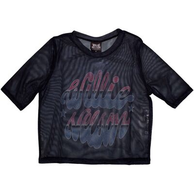 Willie Nelson: Ladies Crop Top/Americana (Navy Blue) (Mesh) (XX-Large) Willie Nelson: Ladies Crop Top/Americana (Navy Blue) (Mesh) (XX-Large)