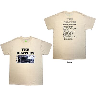 The Beatles: Unisex T-Shirt/Washington '64 Promo & Setlist (Sand) (Back Print) (X-Large) The Beatles: Unisex T-Shirt/Washington '64 Promo & Setlist (Sand) (Back Print) (X-Large)