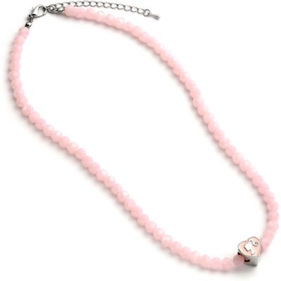 Barbie: Pink Bead Necklace With Heart Shaped Silhouette Bead Charm Barbie: Pink Bead Necklace With Heart Shaped Silhouette Bead Charm