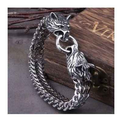 Armband I Metall: Varghuvuden 21cm "Rock Coll... Armband I Metall: Varghuvuden 21cm "Rock Coll...