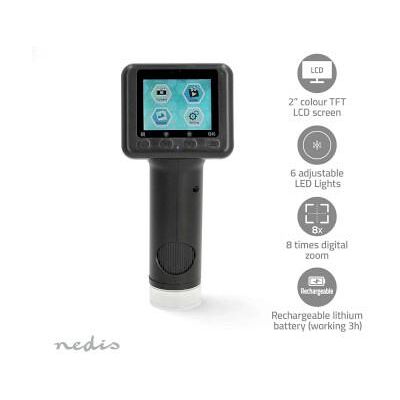 Nedis Mikroskop Kamera 1080p@30fps 48 MPixel Zoom: 8 x Förstoring: 500 x Displayens storlek: 2.00 " Ja Svart Nedis Mikroskop Kamera 1080p@30fps 48 MPixel Zoom: 8 x Förstoring: 500 x Displayens storlek: 2.00 " Ja Svart