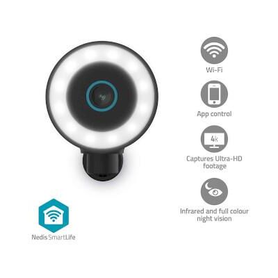 Nedis SmartLife Utomhus Kamera Spotlight 4K / 3840x2160 IP65 microSD (ingår inte) / Molnlagring (tillval) / Onvif 5 V DC Rörelsesensor Nattsikt Svart Nedis SmartLife Utomhus Kamera Spotlight 4K / 3840x2160 IP65 microSD (ingår inte) / Molnlagring (tillval) / Onvif 5 V DC Rörelsesensor Nattsikt Svart