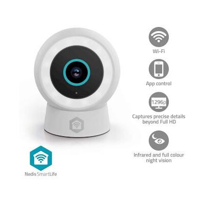 Nedis SmartLife Utomhus Kamera Spotlight 3MP Full HD 1296p IP65 microSD (ingår inte) / Molnlagring (tillval) / Onvif 5 V DC Rörelsesensor Nattsikt Vit Nedis SmartLife Utomhus Kamera Spotlight 3MP Full HD 1296p IP65 microSD (ingår inte) / Molnlagring (tillval) / Onvif 5 V DC Rörelsesensor Nattsikt Vit