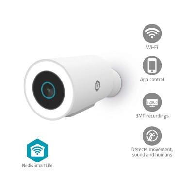 Nedis SmartLife Utomhus Kamera Spotlight 3MP Full HD 1296p IP65 microSD (ingår inte) / Molnlagring (tillval) / Onvif 5 V DC Rörelsesensor Nattsikt Vit Nedis SmartLife Utomhus Kamera Spotlight 3MP Full HD 1296p IP65 microSD (ingår inte) / Molnlagring (tillval) / Onvif 5 V DC Rörelsesensor Nattsikt Vit