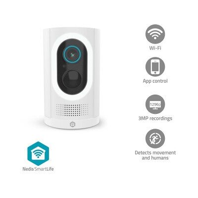 Nedis SmartLife Utomhus Kamera Spotlight 3MP Full HD 1296p IP65 Max. batteritid: 6 Månader microSD (ingår inte) / Molnlagring (tillval) 5 V DC Rörelsesensor Nattsikt Vit Nedis SmartLife Utomhus Kamera Spotlight 3MP Full HD 1296p IP65 Max. batteritid: 6 Månader microSD (ingår inte) / Molnlagring (tillval) 5 V DC Rörelsesensor Nattsikt Vit